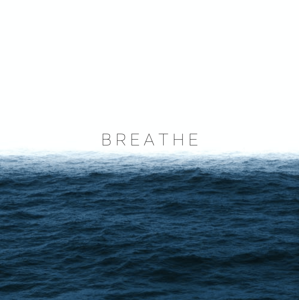 a large body of water with the word breathe in the middle of it